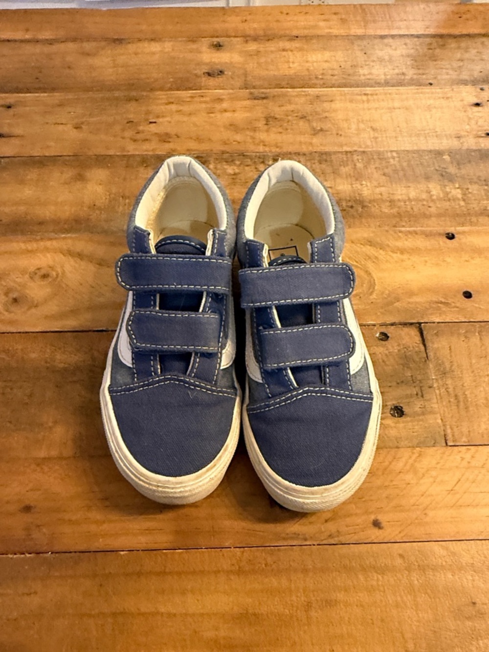 Kids Blue Velcro Vans Sneakers